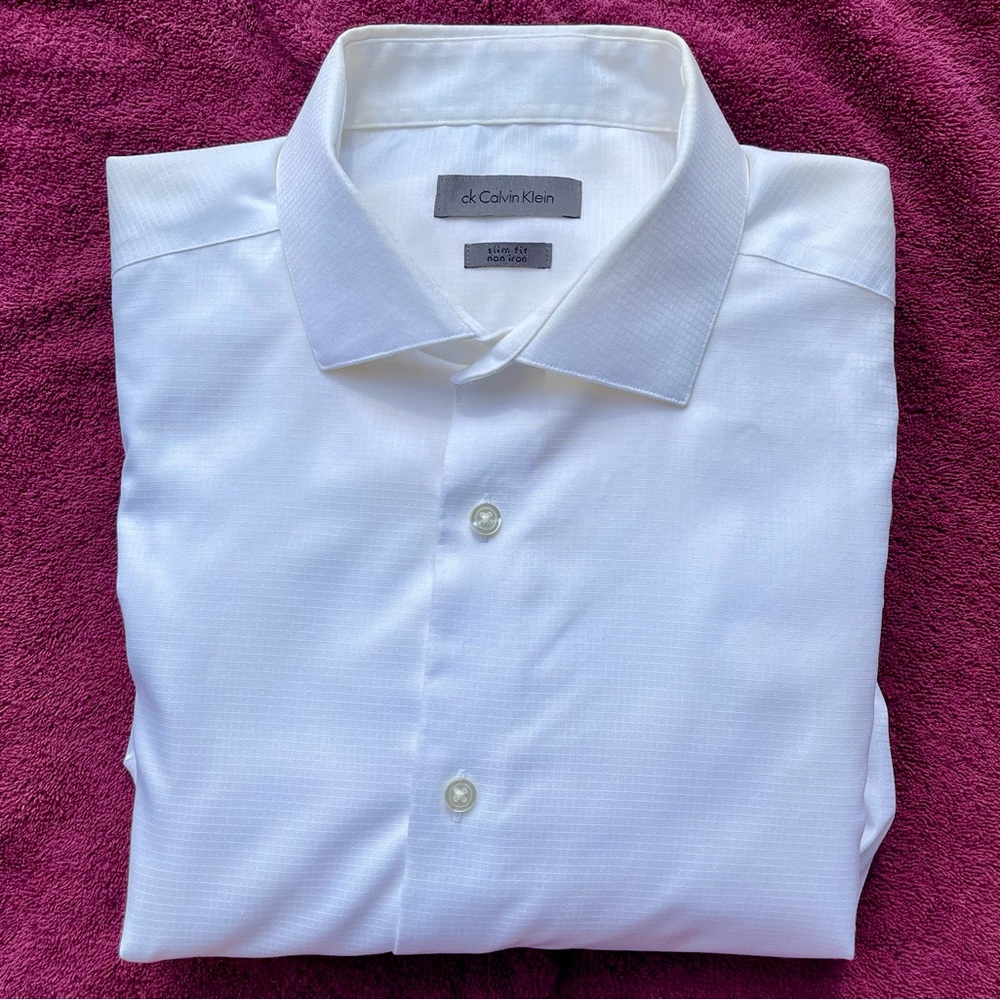 Calvin Klein Slim Fit Spread Collar French (Double) Cuff Dress Shirt